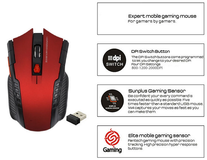 2400DPI Professional Gamer Optical 2.4Ghz Wireless Mouse