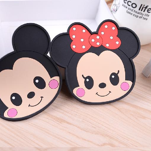 1Pc Cartoon Mickey & Mini Silicone Anti Slip Kawaii Cup Mats Dish Bowl Pads Placemat Coffee Coasters Kitchen Accessories KP025