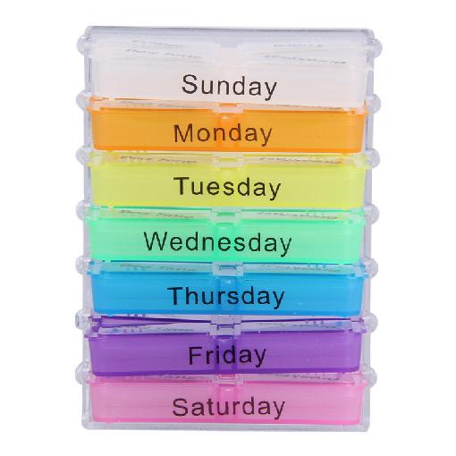 Colorful Design Medicine Weekly Storage Pill 7 Day Tablet Sorter Box Container Case Organizer Pill Organizer Box