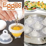 7Pcs/Set Hard Boil Egg Cooker 6 Eggies Without Shells + 1 White Egg Separator Egg Steamer For Kitchen Egg Cooking Tool