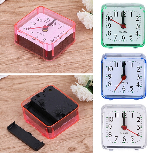 New Mini Square Quartz Beep Alarm Clock Plastic Desk Table Travel Trip Portable