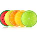 6 pcs Colorful Hot Drink Holder Jelly Color Fruit Shape Coasters