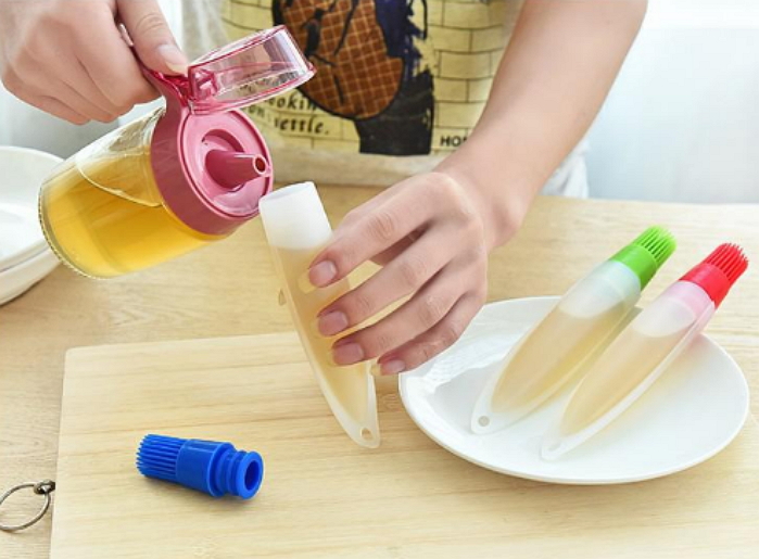 1PC Silicone Oil Brushs Oil Container Pen Food Grade Cake Bread Pastry Butter Baking Brush BBQ Liquid Utensil Tools