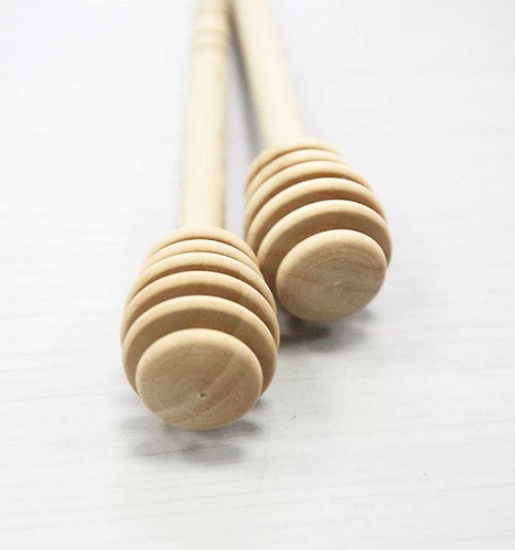 1Pc Practical Long Handle Wood Honey Spoon Mixing Stick