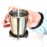 Fold Stainless Steel Cups Outdoor Retractable Water Cup With Lid Foldable Camping Sport Mug Outdoor Tableware