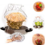 Foldable Steam Rinse Deep Fry French Chef Basket Magic Basket Mesh Basket Strainer Net Stainless Colander