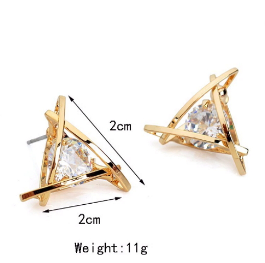  Full Crystals Square Stud Earrings