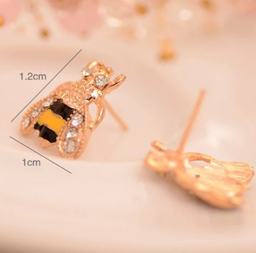 Golden Small Bee Insect Stud Earrings