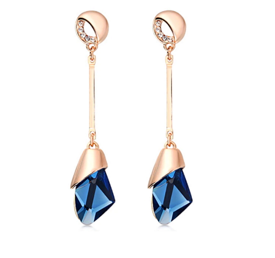 Geometric Crystal Gold Color Water Drop Earring