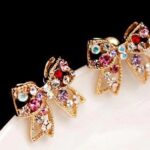 Colorful Charming Golden Bowknot Earrings