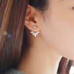Crystal Ear Cuff Clip Leaf Stud Earrings