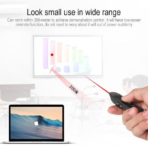 1pc Rechargeable RF 2.4GHz Wireless Presenter with Air Mouse PowerPoint Presentation Remote Control PPT Presentation Laser Pen
