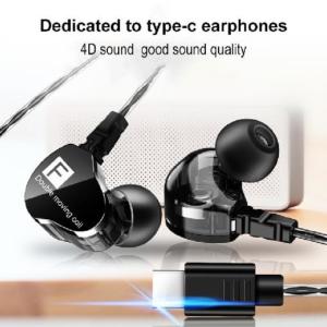 F4 In Ear Earphone With Mic HIFI 4D Sound Quality Stereo Bass Sport Earphone Type C Headset for Huawei Xiaomi
