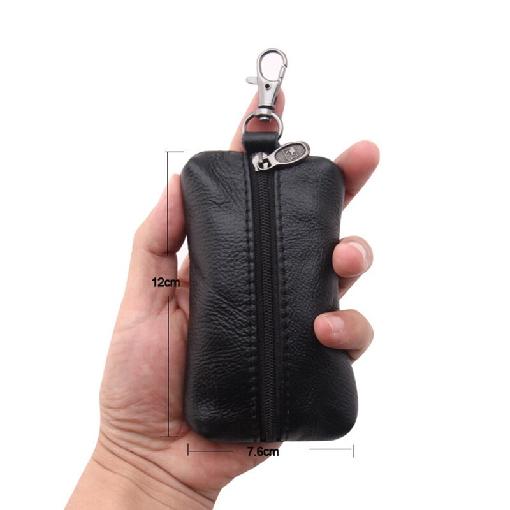 Vintage Genuine Leather Keychain Zipper Key Wallet Solid Men Key Case Bag Women Key Holder Porta Chave