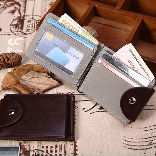PU Leather Money Clip Metal Men Card Case Slim Cash Clips Metal Clamp for Money Thin Wallet Carteira